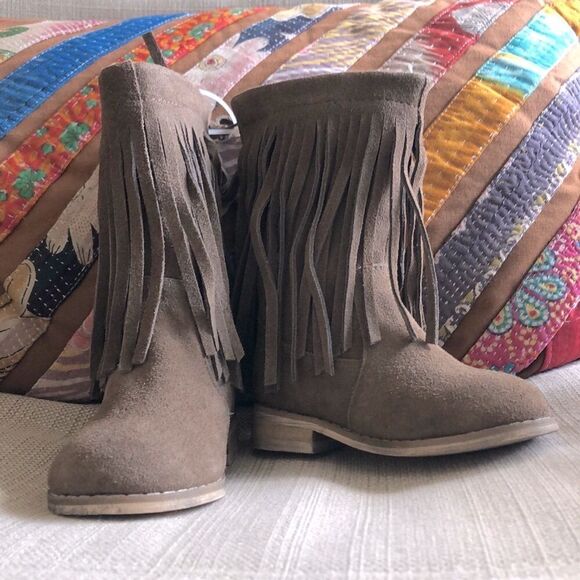 Joyfolie Genuine Suede Fringe Baby Boots - Picture 1 of 9